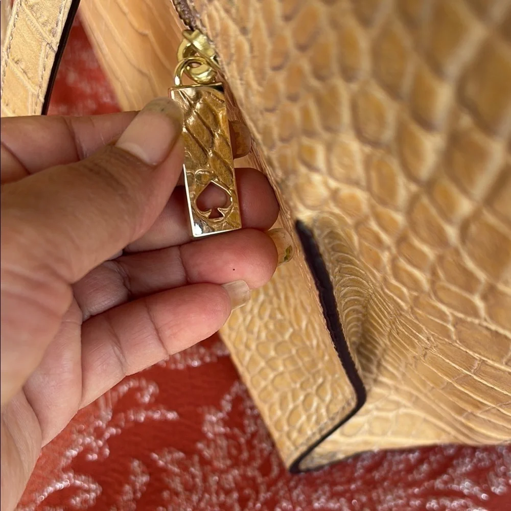 Kate Spade Beige Crocodile Embossed Bag